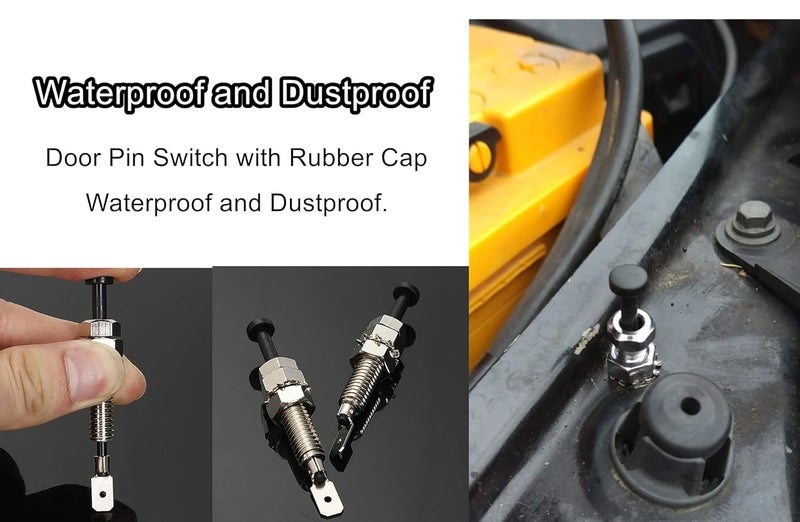 LDCRE Door Pin Switch Car Auto Trunk Alarm Security Hood On Off Momentary 20A 12Vdc Universal Adjustable Bonnet Light Hood Screw 4PCS - Image 3